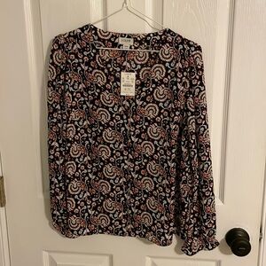 NWT J. Crew Factory Paisley V-neck button-front shirt, XXS